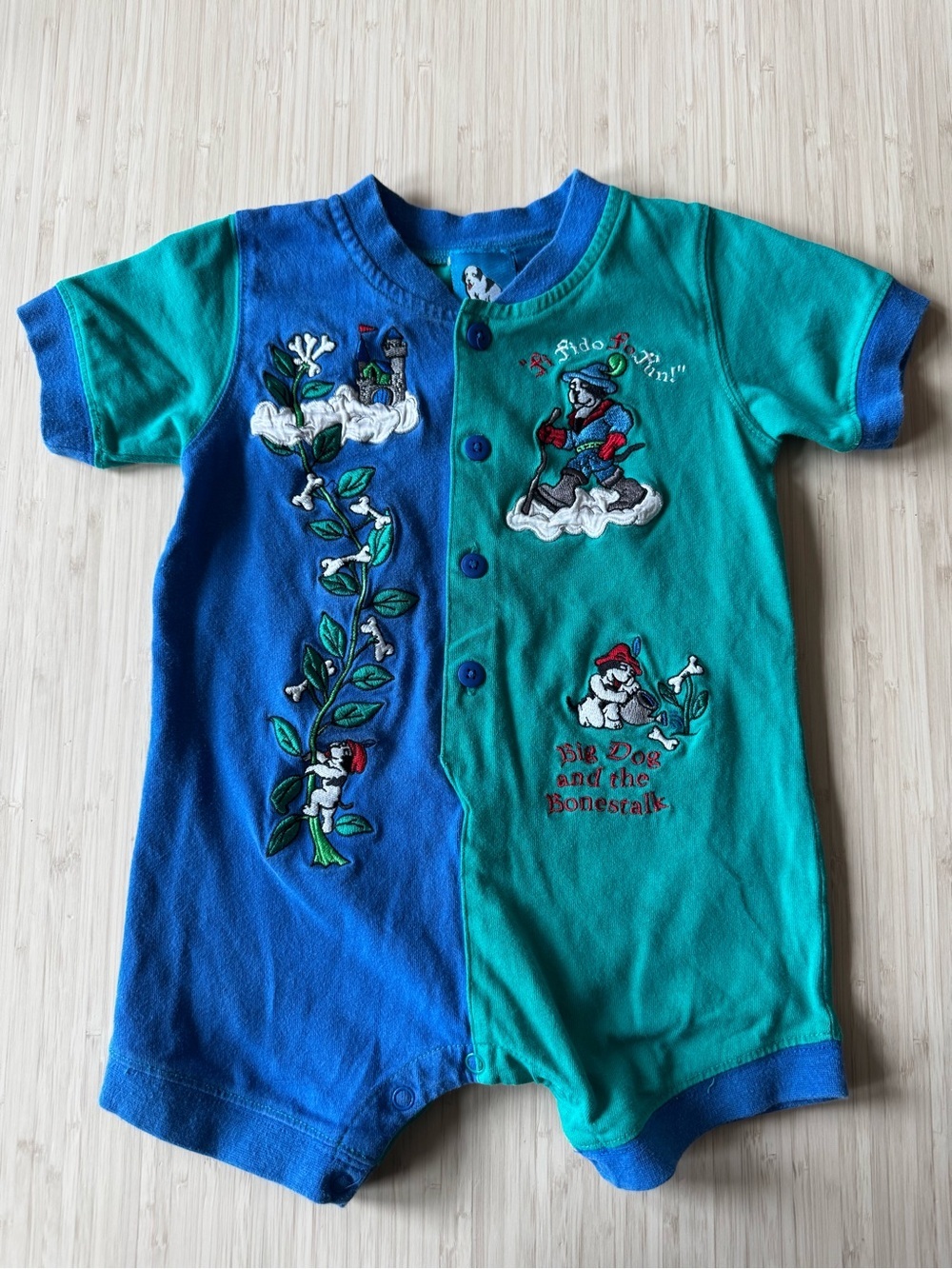Little Big Dogs | Vintage “Big Dog and the Bonestalk” Embroidered Romper